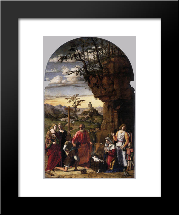 Adoration Of The Shepherds 20x24 Black Modern Wood Framed Art Print Poster by Cima da Conegliano