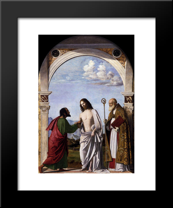 Doubting Thomas With St. Magnus 20x24 Black Modern Wood Framed Art Print Poster by Cima da Conegliano