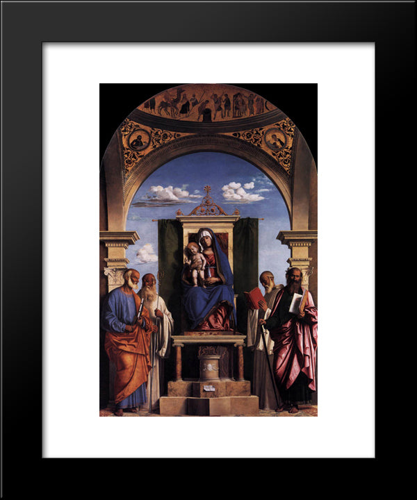 Madonna And Child Enthroned With Saints 20x24 Black Modern Wood Framed Art Print Poster by Cima da Conegliano