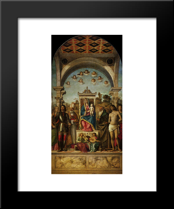 Madonna And Child With Saints 20x24 Black Modern Wood Framed Art Print Poster by Cima da Conegliano