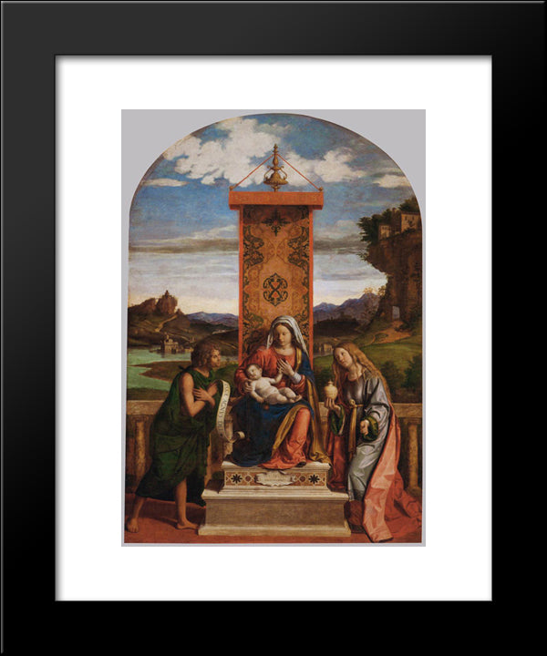 Madonna And Child With St. John The Baptist And Mary Magdalene 20x24 Black Modern Wood Framed Art Print Poster by Cima da Conegliano