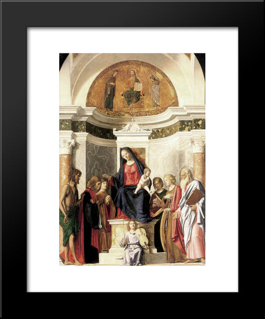 Madonna Enthroned With The Child 20x24 Black Modern Wood Framed Art Print Poster by Cima da Conegliano