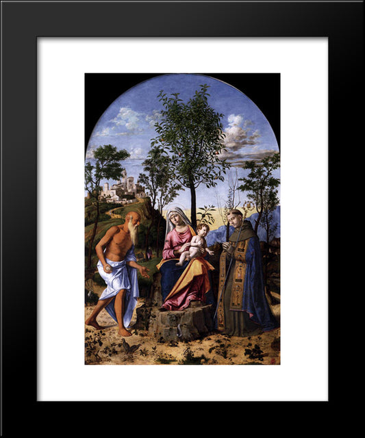 Madonna Of The Orange Tree With St. Ludovic Of Toulouse And St. Jerome 20x24 Black Modern Wood Framed Art Print Poster by Cima da Conegliano