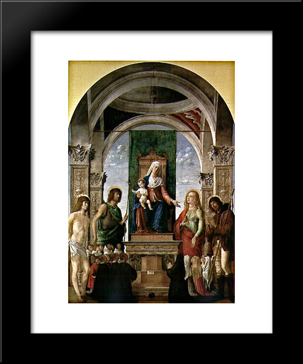 Sacred Conversation 20x24 Black Modern Wood Framed Art Print Poster by Cima da Conegliano