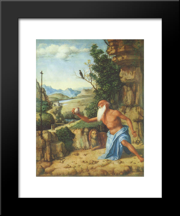 St. Jerome In A Landscape 20x24 Black Modern Wood Framed Art Print Poster by Cima da Conegliano