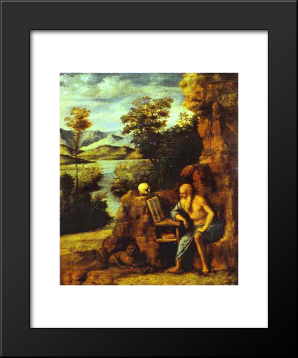 St. Jerome In The Desert 20x24 Black Modern Wood Framed Art Print Poster by Cima da Conegliano