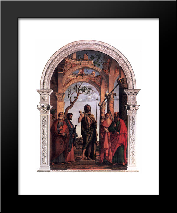 St. John The Baptist And Saints 20x24 Black Modern Wood Framed Art Print Poster by Cima da Conegliano