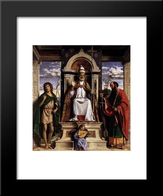 St. Peter Enthroned With Saints 20x24 Black Modern Wood Framed Art Print Poster by Cima da Conegliano