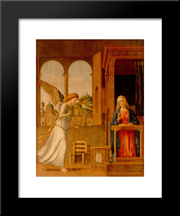 The Annunciation 20x24 Black Modern Wood Framed Art Print Poster by Cima da Conegliano