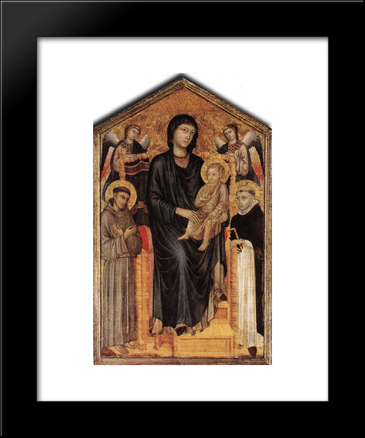 Madonna Enthroned With The Child, St. Francis, St. Domenico And Two Angels 20x24 Black Modern Wood Framed Art Print Poster by Cimabue