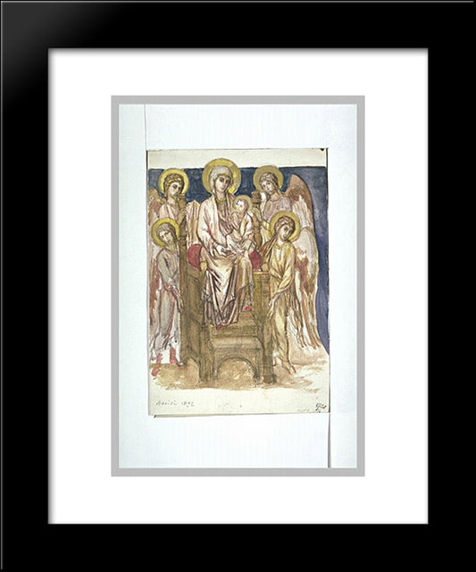 Madonna Enthroned With The Child With Angels 20x24 Black Modern Wood Framed Art Print Poster by Cimabue