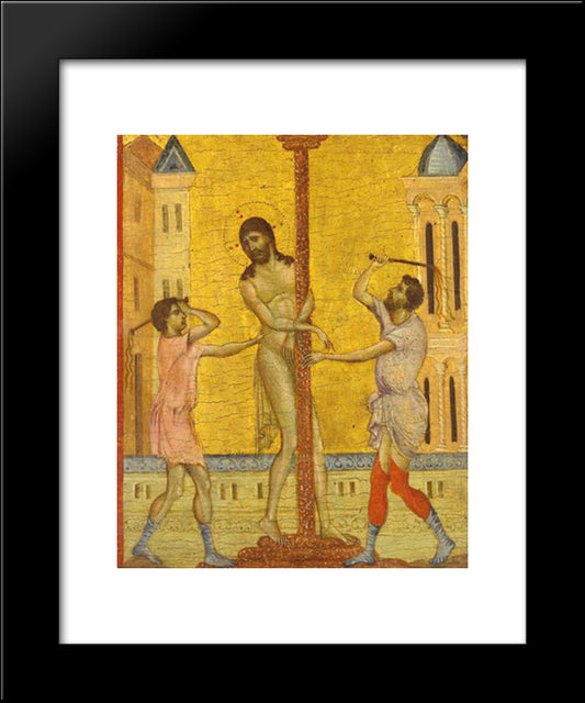 The Flagellation Of Christ 20x24 Black Modern Wood Framed Art Print Poster by Cimabue