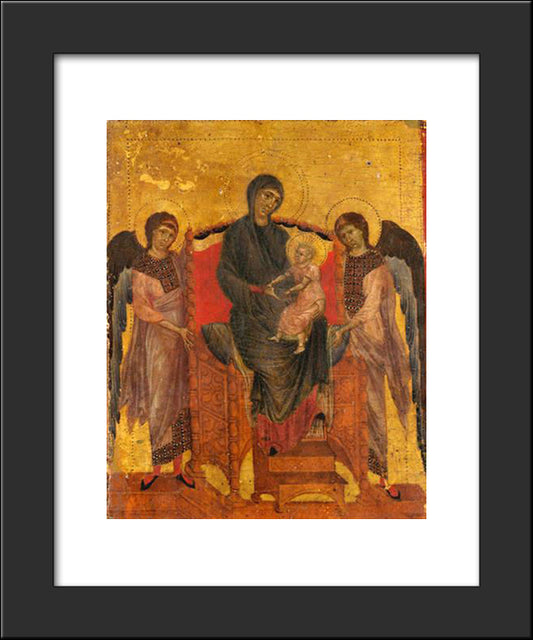 The Virgin And Child Enthroned With Two Angels 20x24 Black Modern Wood Framed Art Print Poster by Cimabue