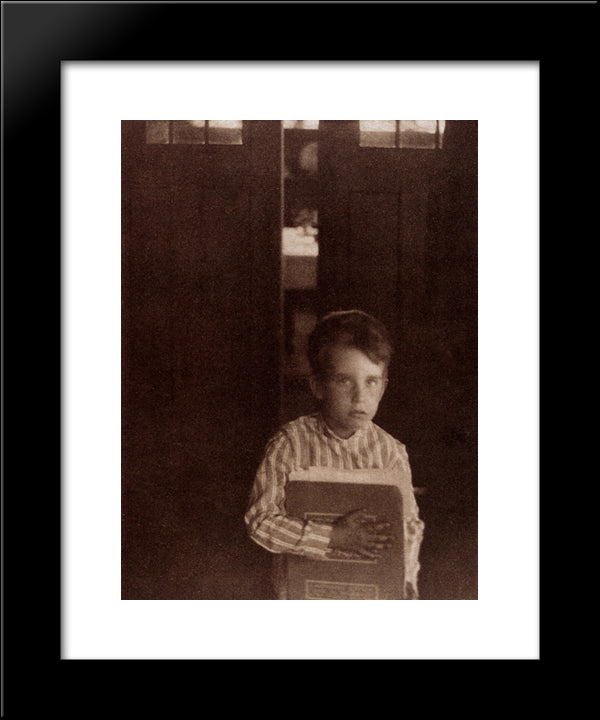 Boy With Camera Work 20x24 Black Modern Wood Framed Art Print Poster by White, Clarence