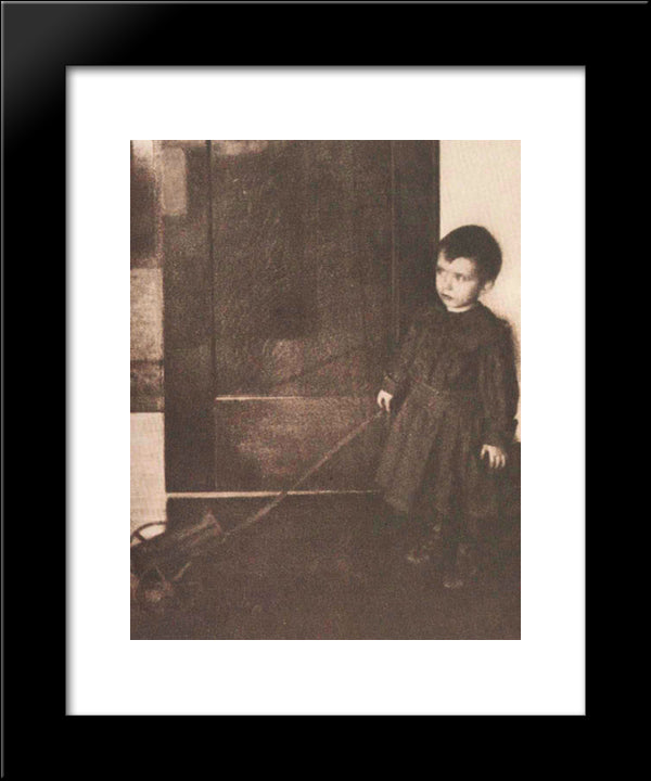 Boy With Wagon 20x24 Black Modern Wood Framed Art Print Poster by White, Clarence