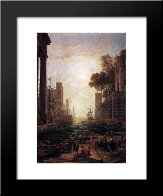 Embarkation Of St. Paula Romana At Ostia 20x24 Black Modern Wood Framed Art Print Poster by Lorrain, Claude