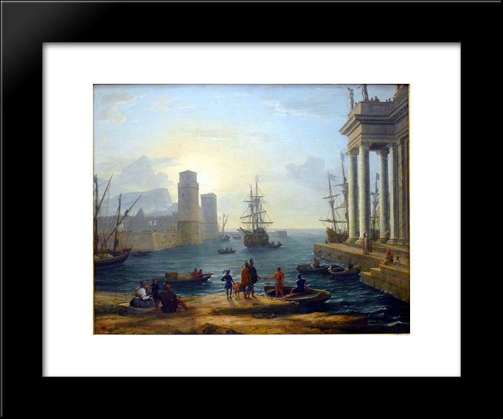 Embarkation Of Ulysses 20x24 Black Modern Wood Framed Art Print Poster by Lorrain, Claude