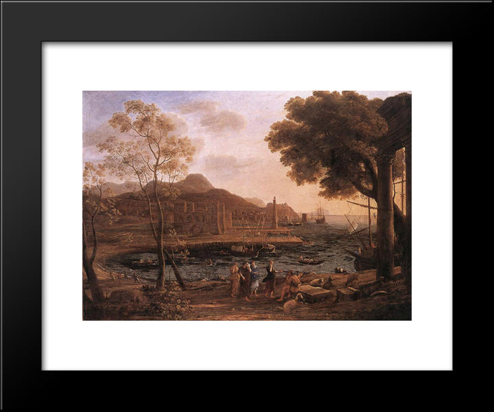 Harbour Scene With Grieving Heliades 20x24 Black Modern Wood Framed Art Print Poster by Lorrain, Claude