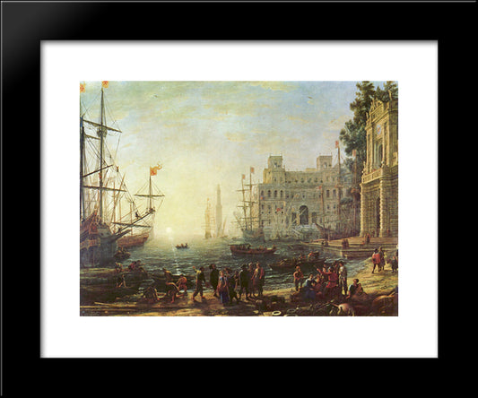 Harbour With Villa Medici 20x24 Black Modern Wood Framed Art Print Poster by Lorrain, Claude