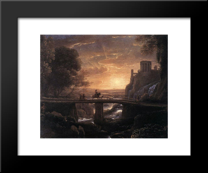 Landscape With An Imaginary View Of Tivoli 20x24 Black Modern Wood Framed Art Print Poster by Lorrain, Claude