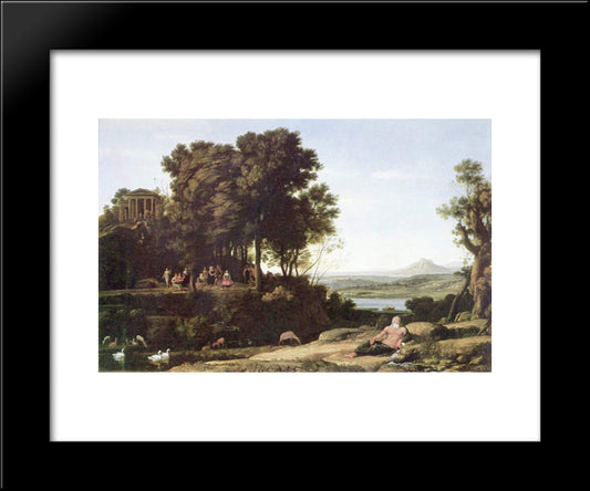 Landscape With Apollo And The Muses 20x24 Black Modern Wood Framed Art Print Poster by Lorrain, Claude