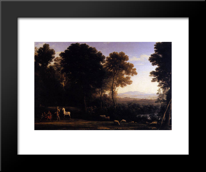 Landscape With Erminia In Discourse With The Old Man And His Sons 20x24 Black Modern Wood Framed Art Print Poster by Lorrain, Claude