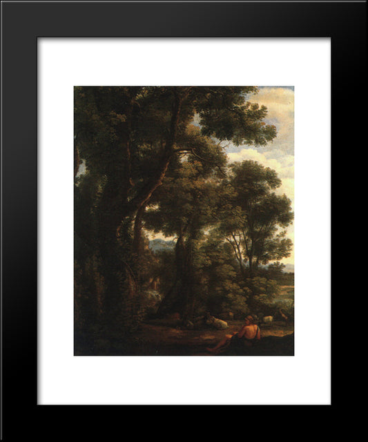 Landscape With Goatherd 20x24 Black Modern Wood Framed Art Print Poster by Lorrain, Claude