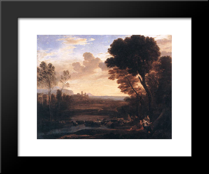 Landscape With Paris And Oenone 20x24 Black Modern Wood Framed Art Print Poster by Lorrain, Claude