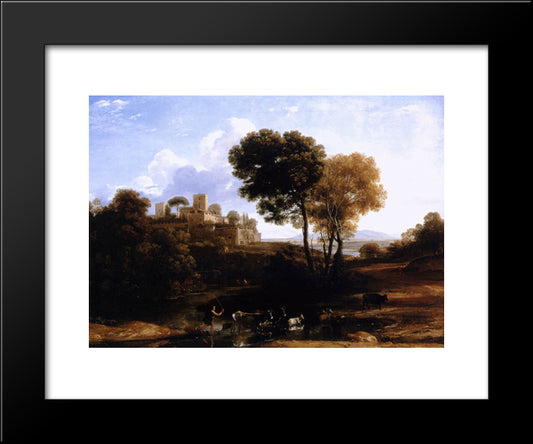 Landscape With Shepherds 20x24 Black Modern Wood Framed Art Print Poster by Lorrain, Claude