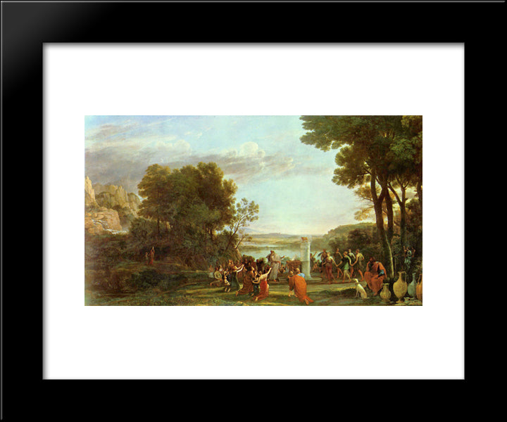 Landscape With The Adoration Of The Golden Calf 20x24 Black Modern Wood Framed Art Print Poster by Lorrain, Claude