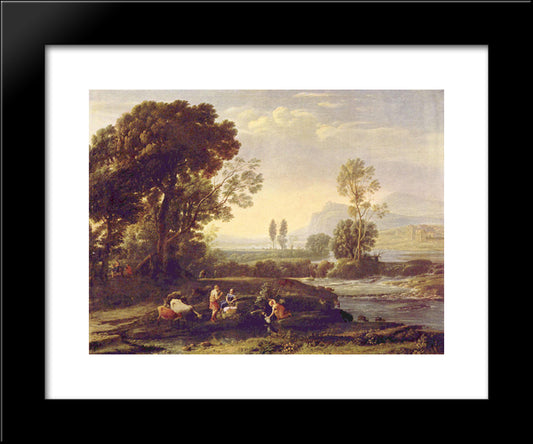 Landscape With The Flight Into Egypt 20x24 Black Modern Wood Framed Art Print Poster by Lorrain, Claude