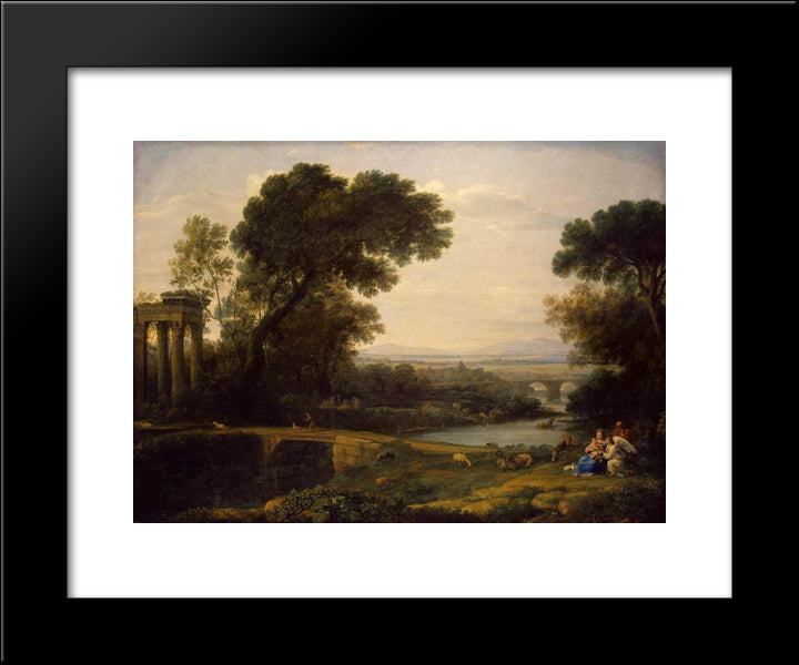 Landscape With The Rest On The Flight Into Egypt 20x24 Black Modern Wood Framed Art Print Poster by Lorrain, Claude