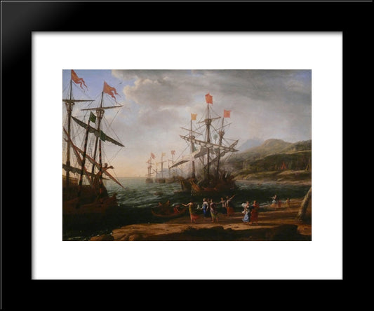 Marine With The Trojans Burning Their Boats 20x24 Black Modern Wood Framed Art Print Poster by Lorrain, Claude