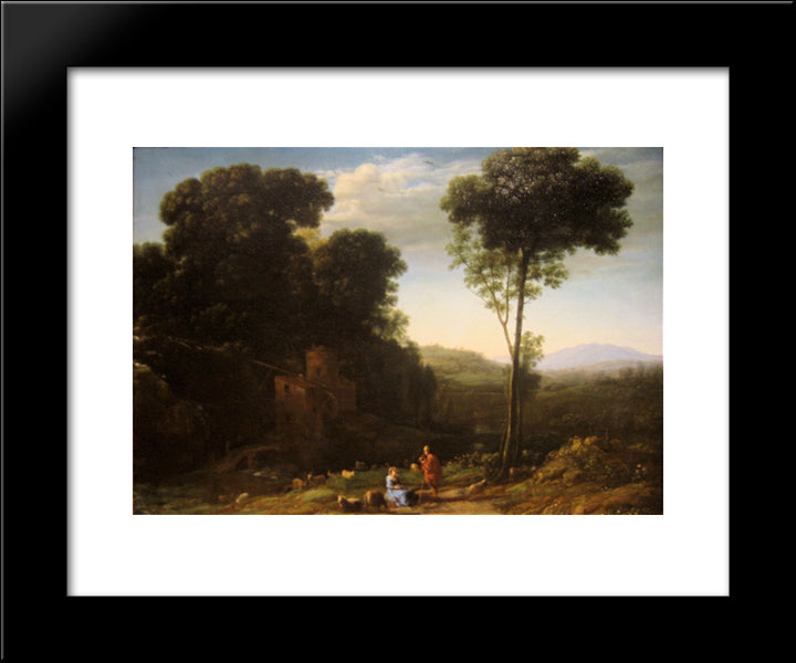 Pastoral Landscape With A Mill 20x24 Black Modern Wood Framed Art Print Poster by Lorrain, Claude