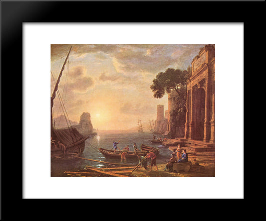 Port At Sunset 20x24 Black Modern Wood Framed Art Print Poster by Lorrain, Claude