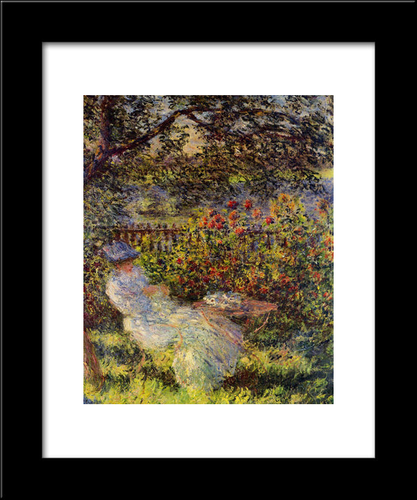 Alice Hoschede In The Garden 20x24 Black Modern Wood Framed Art Print Poster by Monet, Claude