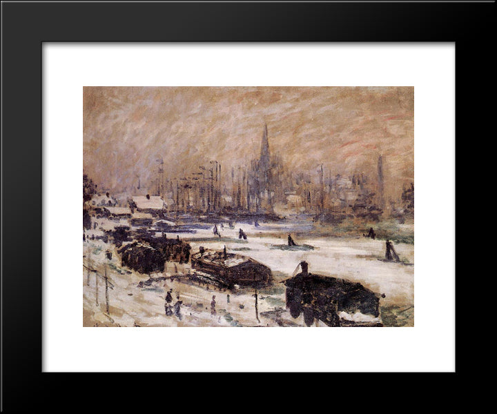 Amsterdam In The Snow 20x24 Black Modern Wood Framed Art Print Poster by Monet, Claude