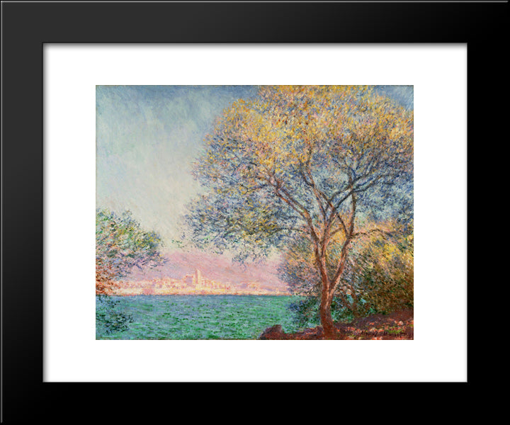 Antibes In The Morning 20x24 Black Modern Wood Framed Art Print Poster by Monet, Claude