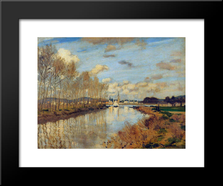 Argenteuil, Seen From The Small Arm Of The Seine 20x24 Black Modern Wood Framed Art Print Poster by Monet, Claude