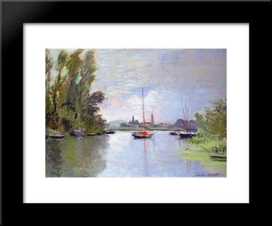 Argenteuil Seen From The Small Arm Of The Seine 20x24 Black Modern Wood Framed Art Print Poster by Monet, Claude
