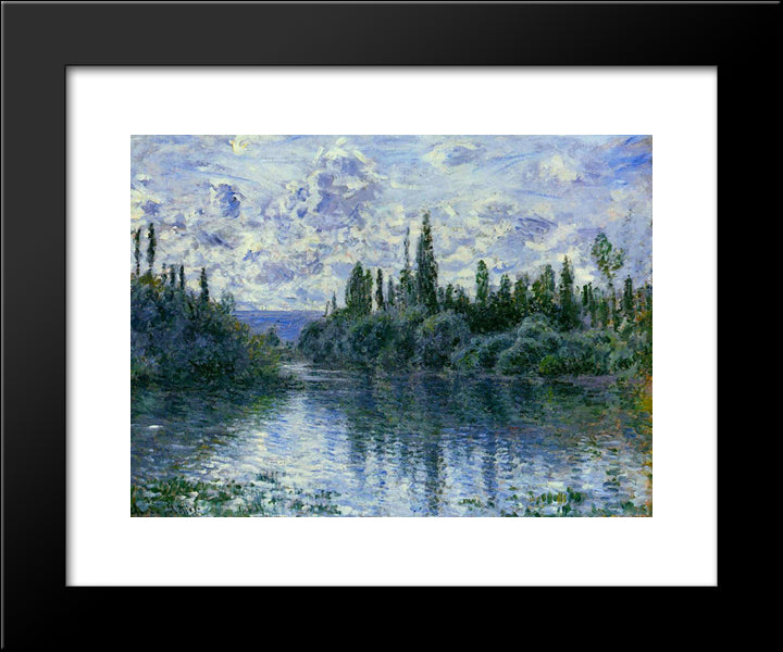 Arm Of The Seine Near Vetheuil 20x24 Black Modern Wood Framed Art Print Poster by Monet, Claude