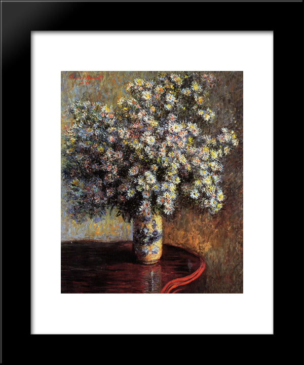 Asters 20x24 Black Modern Wood Framed Art Print Poster by Monet, Claude