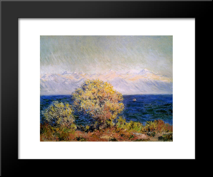 At Cap D'Antibes, Mistral Wind 20x24 Black Modern Wood Framed Art Print Poster by Monet, Claude