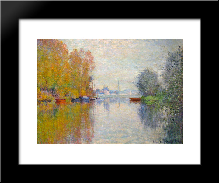 Autumn On The Seine At Argenteuil 20x24 Black Modern Wood Framed Art Print Poster by Monet, Claude