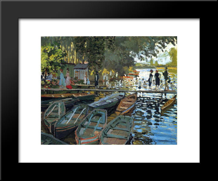 Bathers At La Grenouillere 20x24 Black Modern Wood Framed Art Print Poster by Monet, Claude