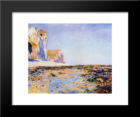 Beach And Cliffs At Pourville, Morning Effect 20x24 Black Modern Wood Framed Art Print Poster by Monet, Claude