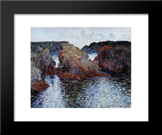Belle-Ile, Rocks At Port-Goulphar 20x24 Black Modern Wood Framed Art Print Poster by Monet, Claude