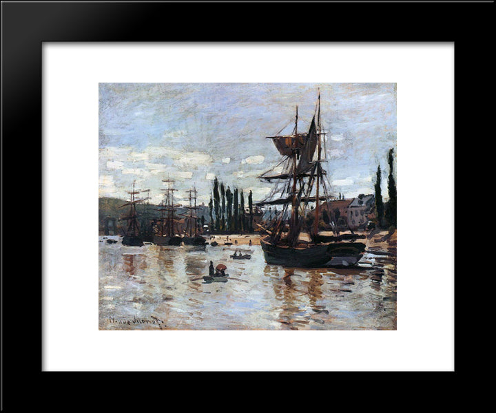 Boats At Rouen 20x24 Black Modern Wood Framed Art Print Poster by Monet, Claude