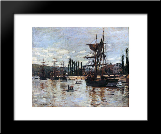 Boats At Rouen 20x24 Black Modern Wood Framed Art Print Poster by Monet, Claude