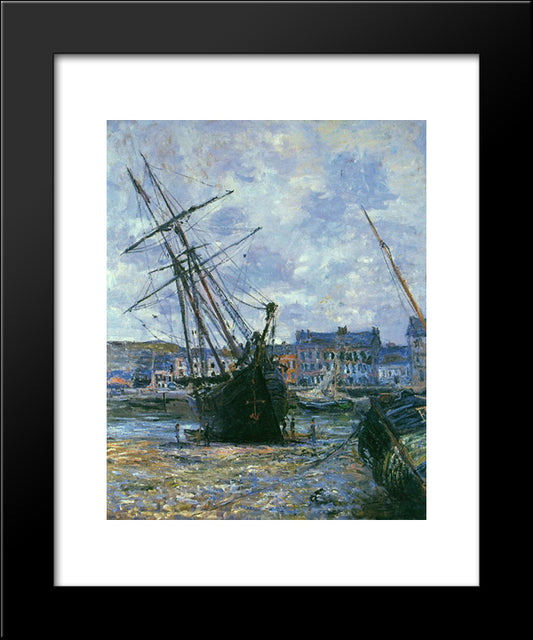 Boats Lying At Low Tide At Facamp 20x24 Black Modern Wood Framed Art Print Poster by Monet, Claude